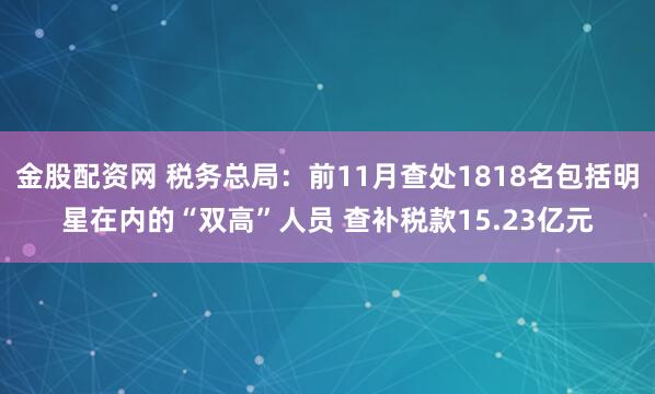 金股配资网 税务总局：前11月查处1818名包括明星在内的“双高”人员 查补税款15.23亿元